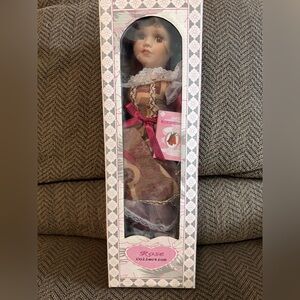 Limited Edition “Diana” Rose Collection Dark Hair/Eye Porcelain Doll Collectible